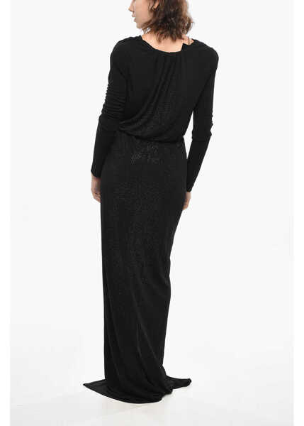 Rochii lungi DSQUARED2 Long-Sleeved Maxi Dress Embellished With Rhinestones Black Femei (BM 19436318) 2