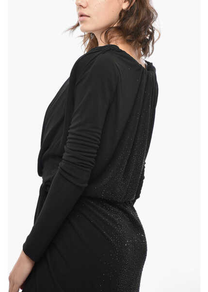 Rochii lungi DSQUARED2 Long-Sleeved Maxi Dress Embellished With Rhinestones Black Femei (BM 19436318) 3