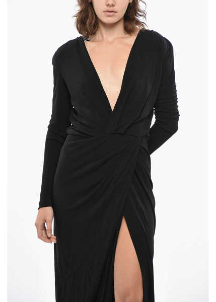 Rochii lungi DSQUARED2 Long-Sleeved Maxi Dress Embellished With Rhinestones Black Femei (BM 19436318) 4