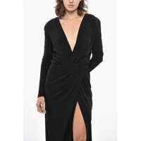 Rochii lungi Dama pagina 2 - Rochii lungi DSQUARED2 Long-Sleeved Maxi Dress Embellished With Rhinestones Black Femei (BM 19436318) - B-mall.ro