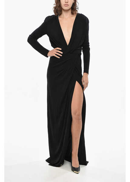 Rochii lungi DSQUARED2 Long-Sleeved Maxi Dress Embellished With Rhinestones Black Femei (BM 19436318) 1