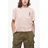 Tricouri Cashemere And Cotton Hawaiian Crew-Neck T-Shirt With Fringes Femei