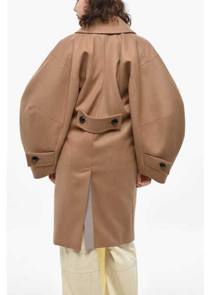 Paltoane Sacai Double-Breasted Wool Coat With Maxi Sleeves Beige Femei (BM 19436327) 2