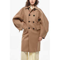 Paltoane Double-Breasted Wool Coat With Maxi Sleeves Femei
