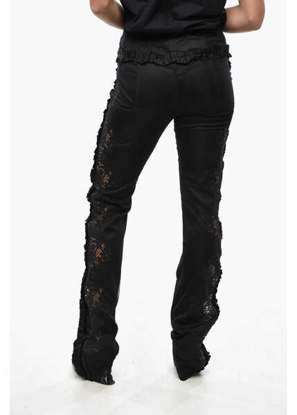 Pantaloni office DSQUARED2 Satin Pants With Lace Inserts And Ruffled Details Black Femei (BM 19436333) 2