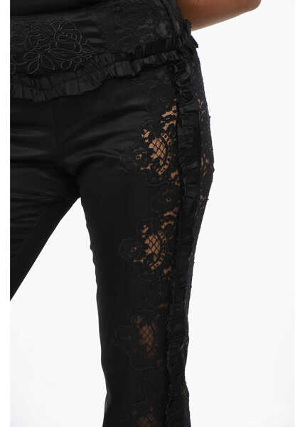Pantaloni office DSQUARED2 Satin Pants With Lace Inserts And Ruffled Details Black Femei (BM 19436333) 3