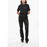 Pantaloni office Dama - Pantaloni office DSQUARED2 Satin Pants With Lace Inserts And Ruffled Details Black Femei (BM 19436333) - B-mall.ro