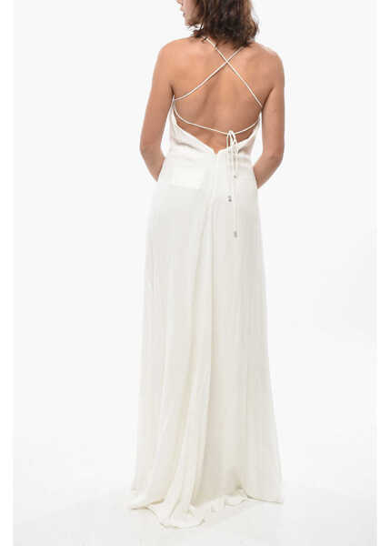 Rochii lungi Max Mara Silk Maxi Dress Calmi With Embroidered Bodice White Femei (BM 19436342) 2