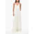 Max Mara Silk Maxi Dress Calmi With Embroidered Bodice White