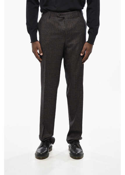 Pantaloni casual CORNELIANI Virgin Wool Houndstooth Pants Brown Barbati (BM 19436345) 1