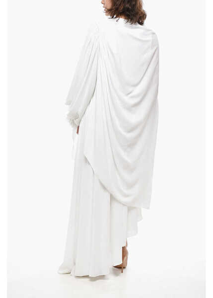 Rochii lungi Balenciaga Draped Asymmetric Dress With Balloon Sleeve White Femei (BM 19436348) 2
