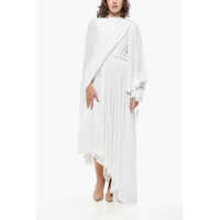 Rochii lungi Draped Asymmetric Dress With Balloon Sleeve Femei