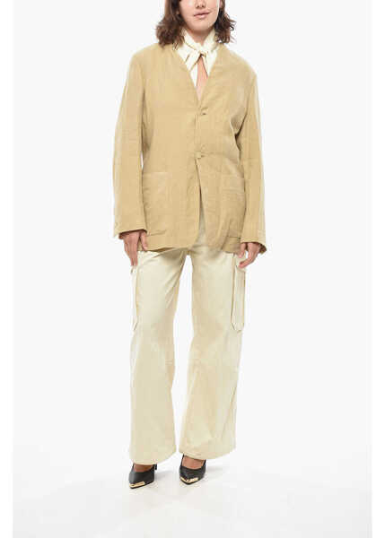 Sacouri AURALEE Linen Blazer With Patch Pockets Beige Femei (BM 19436354) 4