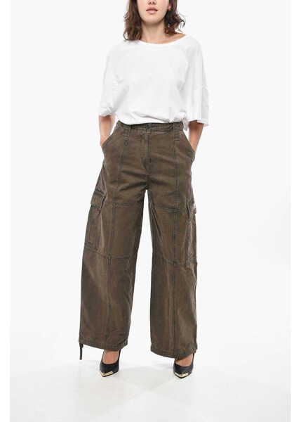 Pantaloni casual Kenzo Tie Dye Effect Cargo Pants Brown Femei (BM 19436366) 4
