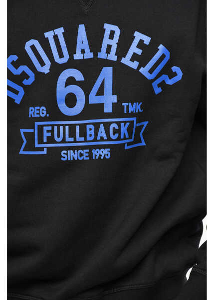 Bluze de trening DSQUARED2 Fleeced Cotton Cool Fit Crew-Neck Sweatshirt With Frontal Pr Black Barbati (BM 19436369) 3