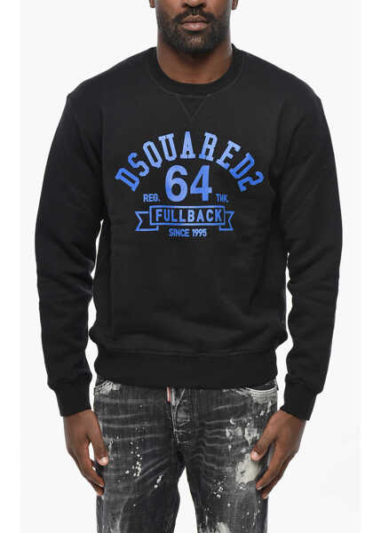 Bluze de trening DSQUARED2 Fleeced Cotton Cool Fit Crew-Neck Sweatshirt With Frontal Pr Black Barbati (BM 19436369) 1