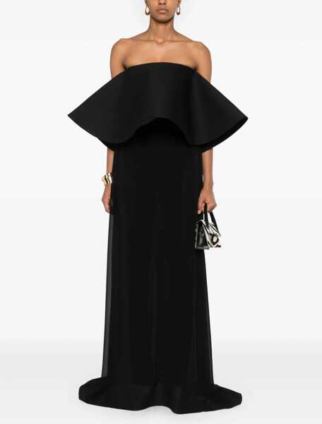 Rochii lungi JACQUEMUS Chiffon Vela Dress With Maxi Flounce Black Femei (BM 19436372) 2