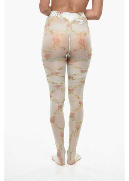 Sosete Elisabetta Franchi All Over Floral Tights Green Femei (BM 19436375) 2