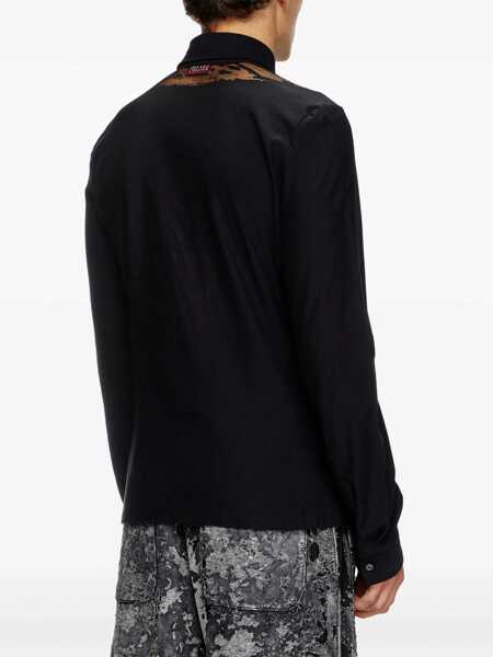 Camasi casual Diesel Cotton S-Sun-Plain Casual Shirt With Sheer Details Black Femei (BM 19436378) 4