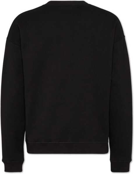 Bluze de trening DSQUARED2 Fleeced Cotton Relax Fit Crew-Neck Sweatshirt With Embossed Black Barbati (BM 19436384) 2