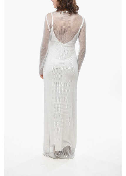 Rochii lungi Max Mara Rhinestoned Net Caracas Maxi Dress White Femei (BM 19436390) 2