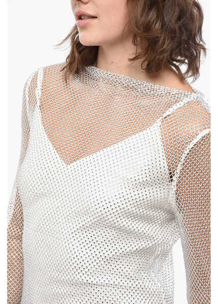 Rochii lungi Max Mara Rhinestoned Net Caracas Maxi Dress White Femei (BM 19436390) 3