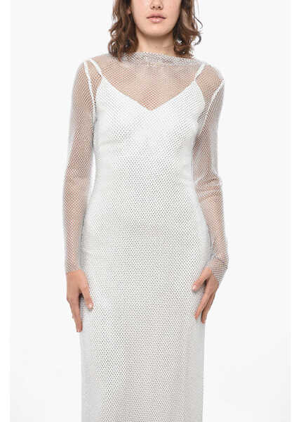 Rochii lungi Max Mara Rhinestoned Net Caracas Maxi Dress White Femei (BM 19436390) 4