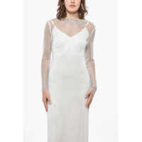 Rochii lungi Max Mara Dama - Rochii lungi Max Mara Rhinestoned Net Caracas Maxi Dress White Femei (BM 19436390) - B-mall.ro