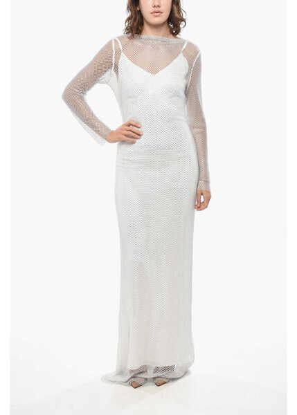 Rochii lungi Max Mara Rhinestoned Net Caracas Maxi Dress White Femei (BM 19436390) 1