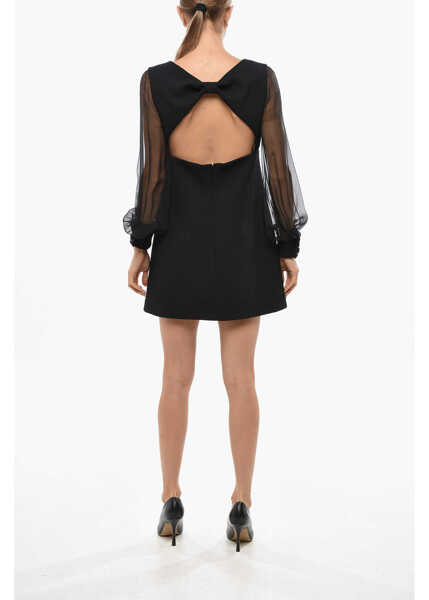 Rochii scurte Cline Virgin Wool Sheath Dress With Sheer Sleeves Black Femei (BM 19436399) 3