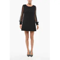 Rochii scurte Virgin Wool Sheath Dress With Sheer Sleeves Femei