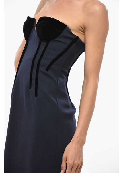 Rochii lungi Max Mara Sportmax Velour Detailed Anemone Midi Sheath Dress Blue Femei (BM 19436405) 2