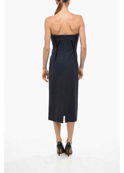 Rochii lungi Max Mara Sportmax Velour Detailed Anemone Midi Sheath Dress Blue Femei (BM 19436405) 3
