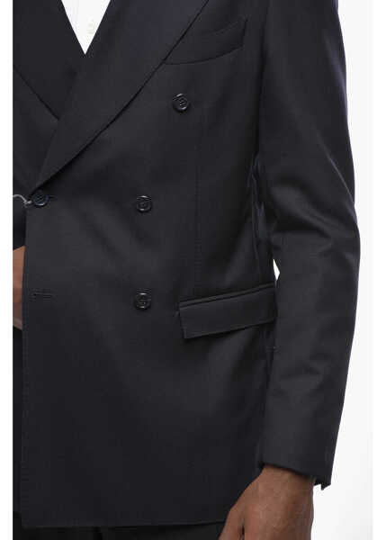 Sacouri CORNELIANI Virgin Wool Double Breasted Blazer With Flpa Pockets Blue Barbati (BM 19436411) 3