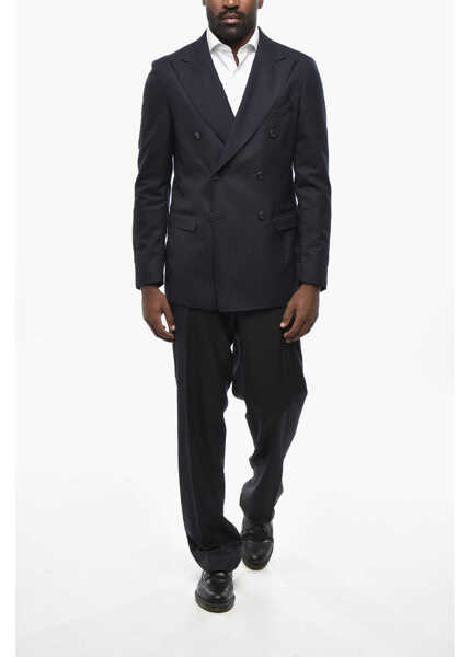 Sacouri CORNELIANI Virgin Wool Double Breasted Blazer With Flpa Pockets Blue Barbati (BM 19436411) 4