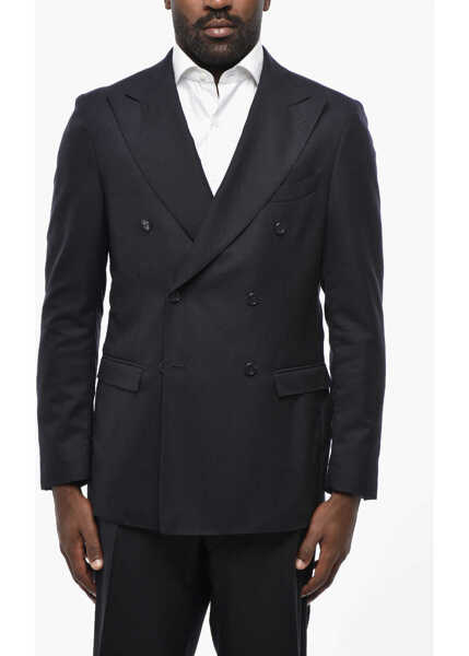 Sacouri CORNELIANI Virgin Wool Double Breasted Blazer With Flpa Pockets Blue Barbati (BM 19436411) 1