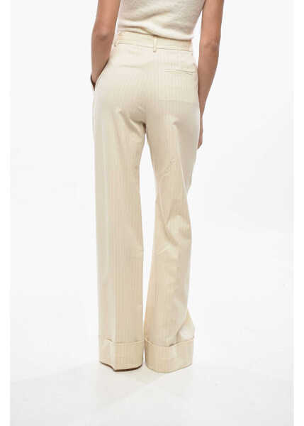 Pantaloni casual THE ANDAMANE Double-Pleated Nathalie Pinstriped Pants White Femei (BM 19436432) 2