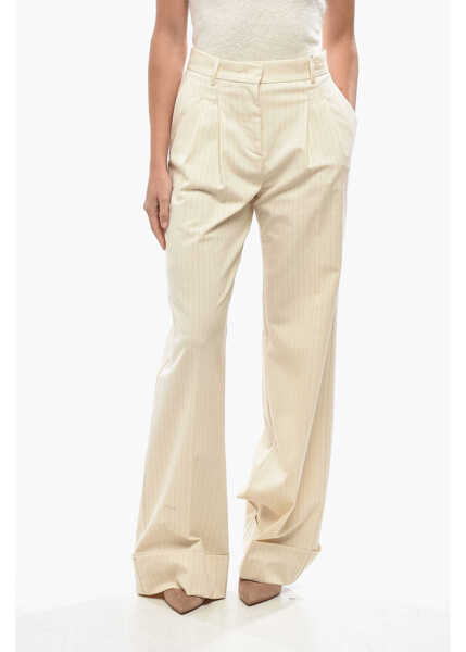 Pantaloni casual THE ANDAMANE Double-Pleated Nathalie Pinstriped Pants White Femei (BM 19436432) 1