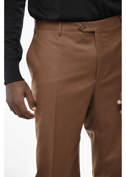 Pantaloni casual CORNELIANI 4 Buttons Wool Pants With Scalloped Hem Brown Barbati (BM 19436435) 2