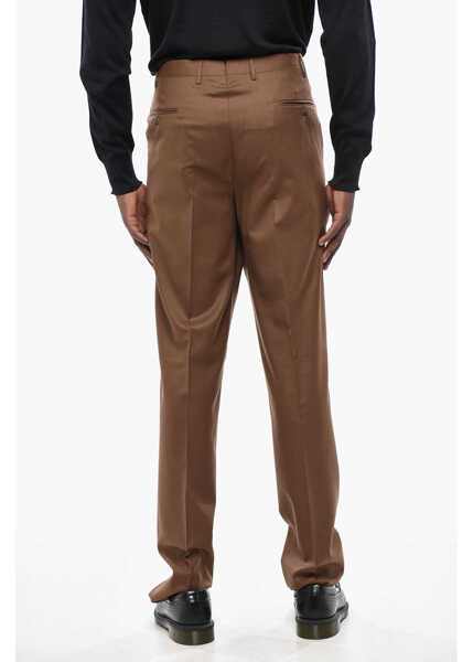 Pantaloni casual CORNELIANI 4 Buttons Wool Pants With Scalloped Hem Brown Barbati (BM 19436435) 4