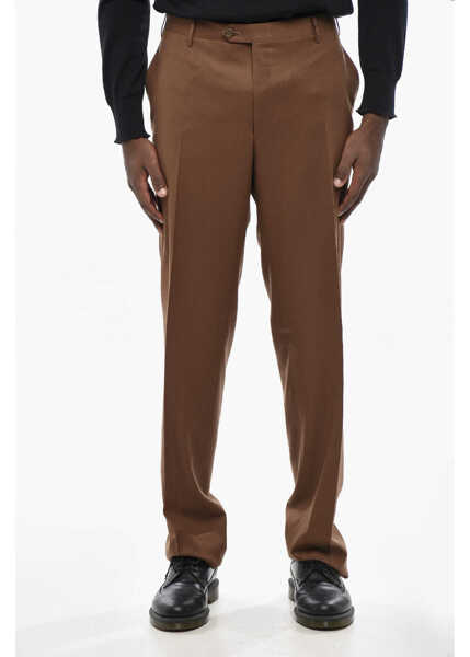 Pantaloni casual CORNELIANI 4 Buttons Wool Pants With Scalloped Hem Brown Barbati (BM 19436435) 1