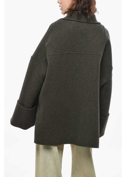 Paltoane QUIRA Wool Blend Coat With Front Zip Military Green Femei (BM 19436438) 2