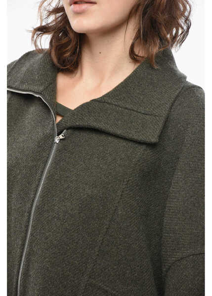 Paltoane QUIRA Wool Blend Coat With Front Zip Military Green Femei (BM 19436438) 3