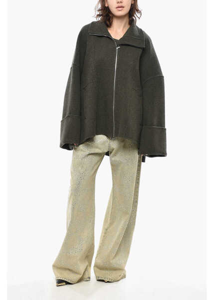 Paltoane QUIRA Wool Blend Coat With Front Zip Military Green Femei (BM 19436438) 4