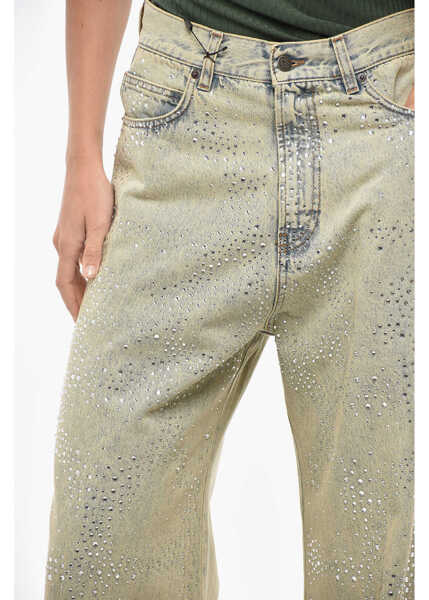 Blugi drepti GIUSEPPE DI MORABITO Vintage Washed Wide Leg Denims With Rhinestones 30Cm Light Blue Femei (BM 19436459) 3