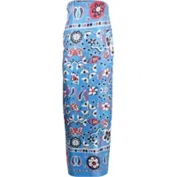 Rochii lungi Floral Patterned Silk Strapless Dress Femei