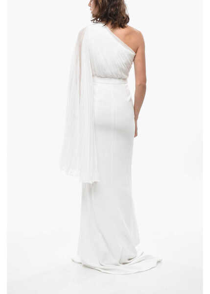 Rochii lungi Max Mara One-Shoulder Lorena Mermaid Dress With Accordion Detail White Femei (BM 19436477) 2