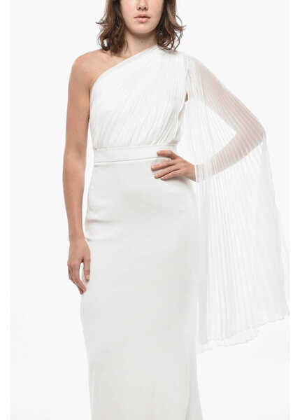 Rochii lungi Max Mara One-Shoulder Lorena Mermaid Dress With Accordion Detail White Femei (BM 19436477) 4
