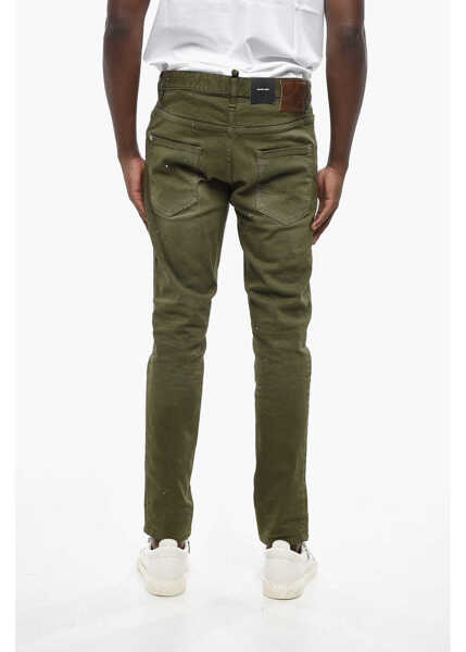 Blugi slim fit DSQUARED2 Stretch Denim Skater Jeans With Paint Effect Details 16Cm Green Barbati (BM 19436483) 2