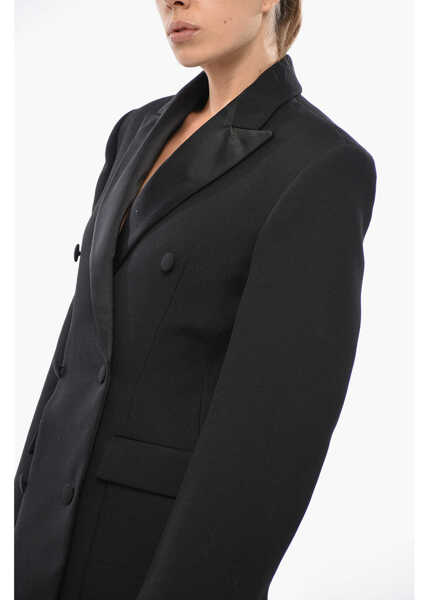 Sacouri WARDROBE.NYC Double-Breasted Sculpted Blazer Dress With Satin Details Black Femei (BM 19436486) 2
